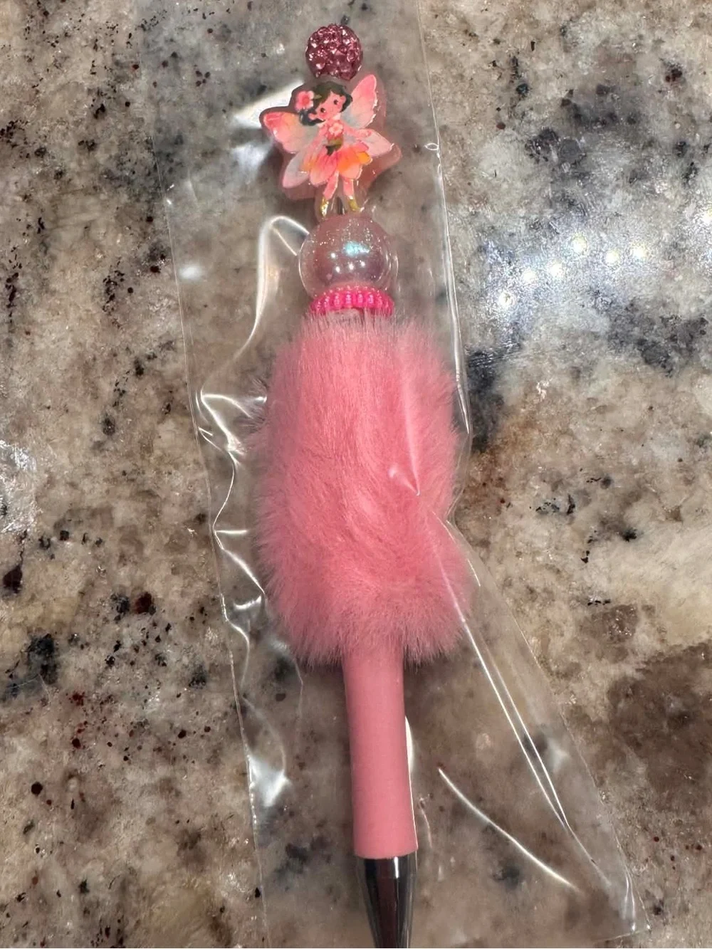 Hand Crafted Pink Fairy Fuzzy Ballpoint Pen